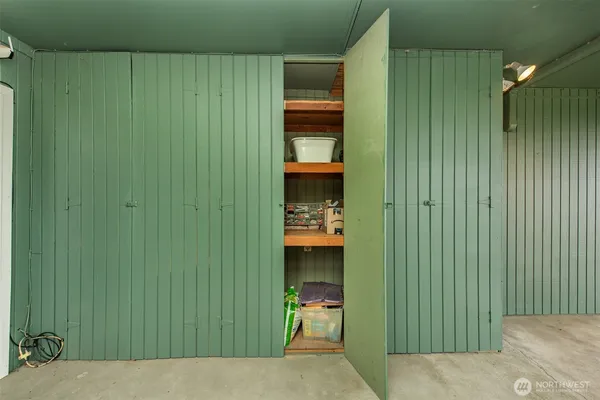 a view of a balcony with a potted plant