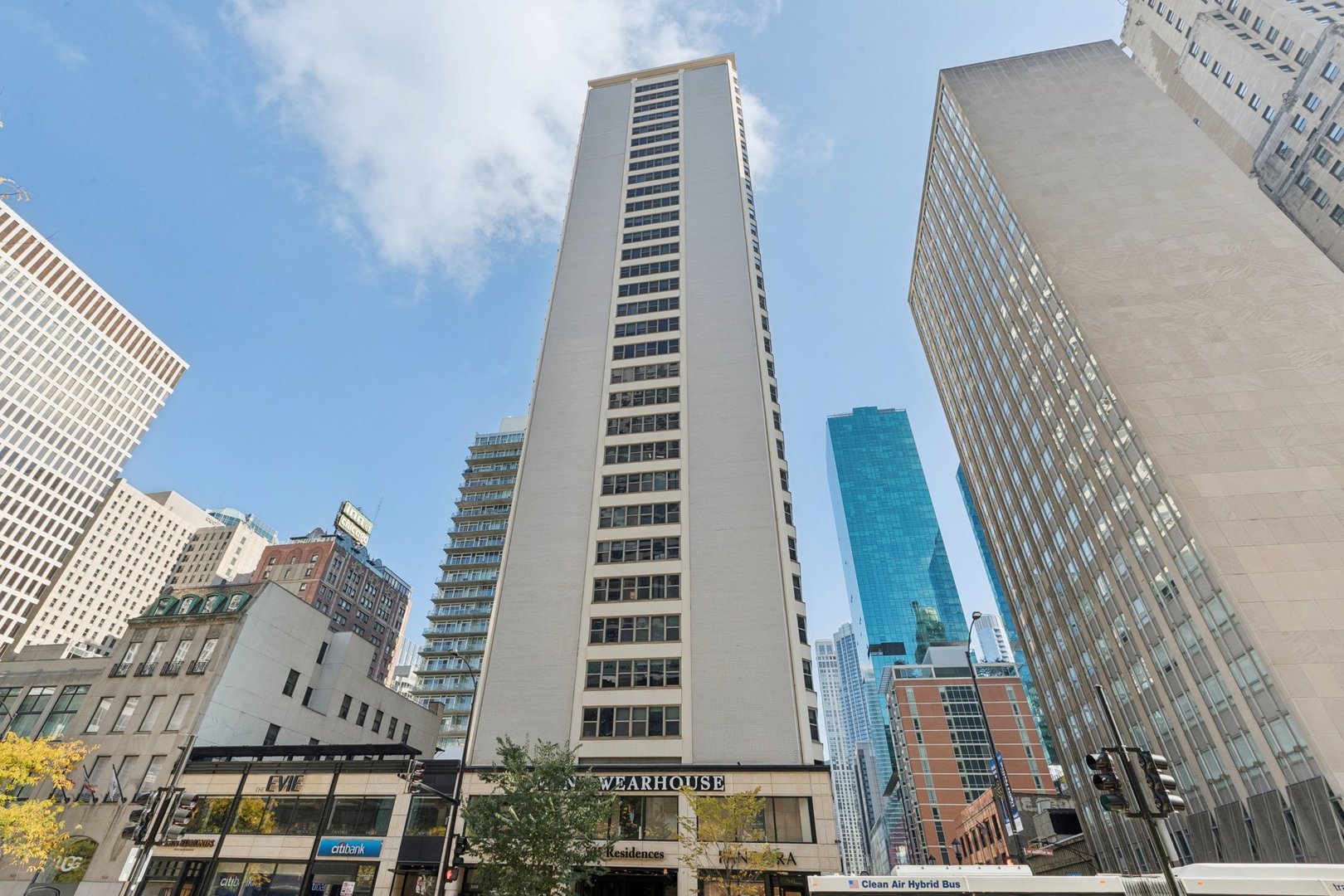 a view of a city with tall buildings