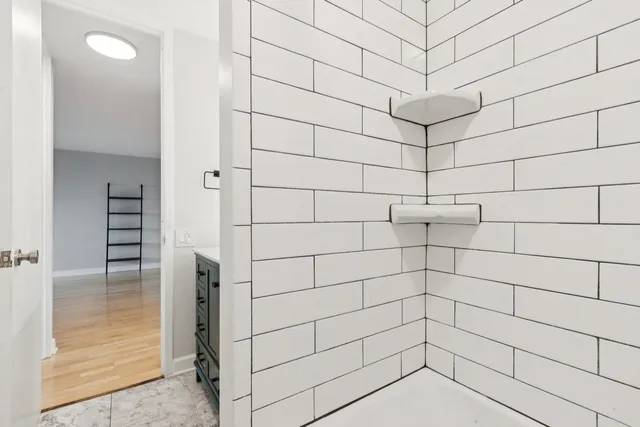 a bathroom with a shower