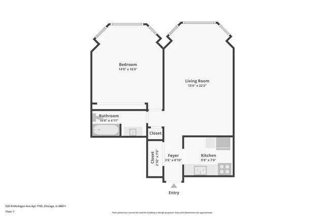 $2,100 | 535 North Michigan Avenue, Unit 712, Chicago, IL 60611