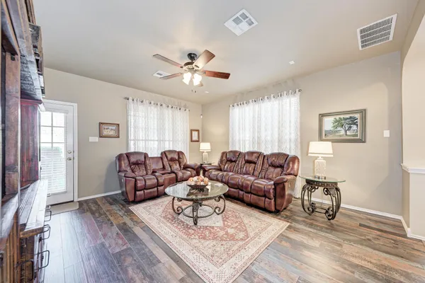 a living room with furniture