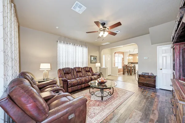 a living room with furniture