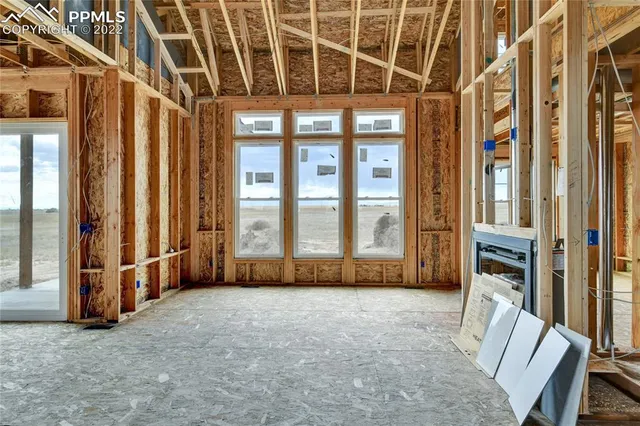 a large room with windows