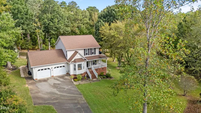 a view of a lake and trees