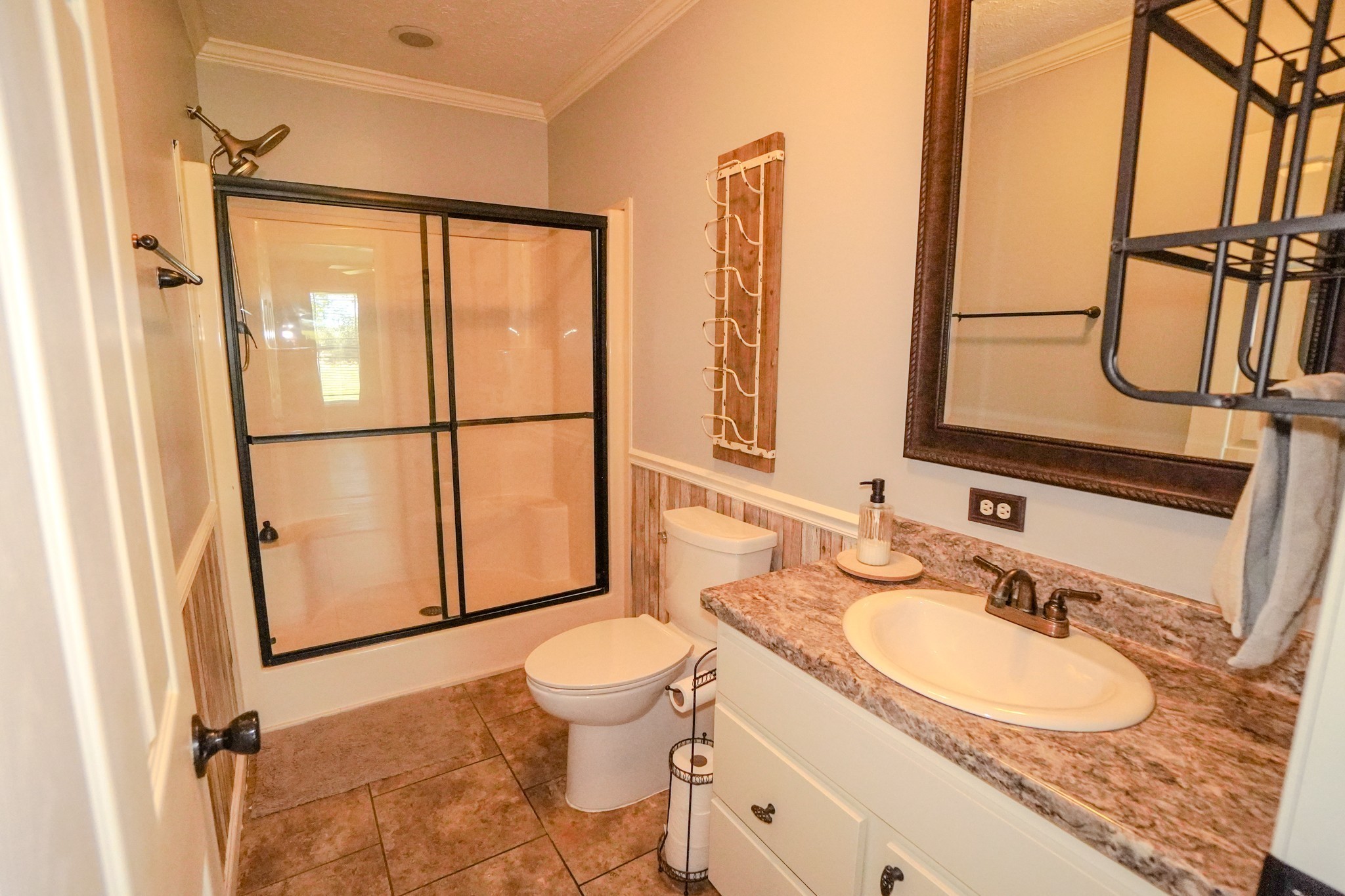 137 Hawkins Road Westmoreland, TN 37186 - Photo 45 of 70 a bathroom with a granite countertop sink toilet and shower