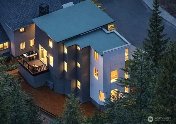 an aerial view of a house