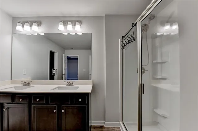 an aerial view of a house with a garden