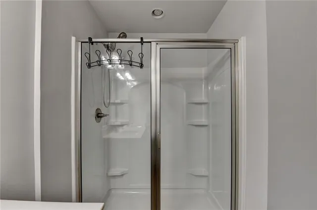 an aerial view of a house with a garden