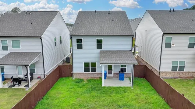 an aerial view of a house