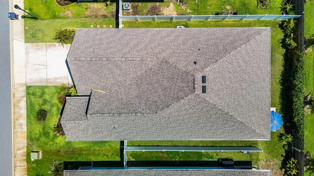 an aerial view of a house