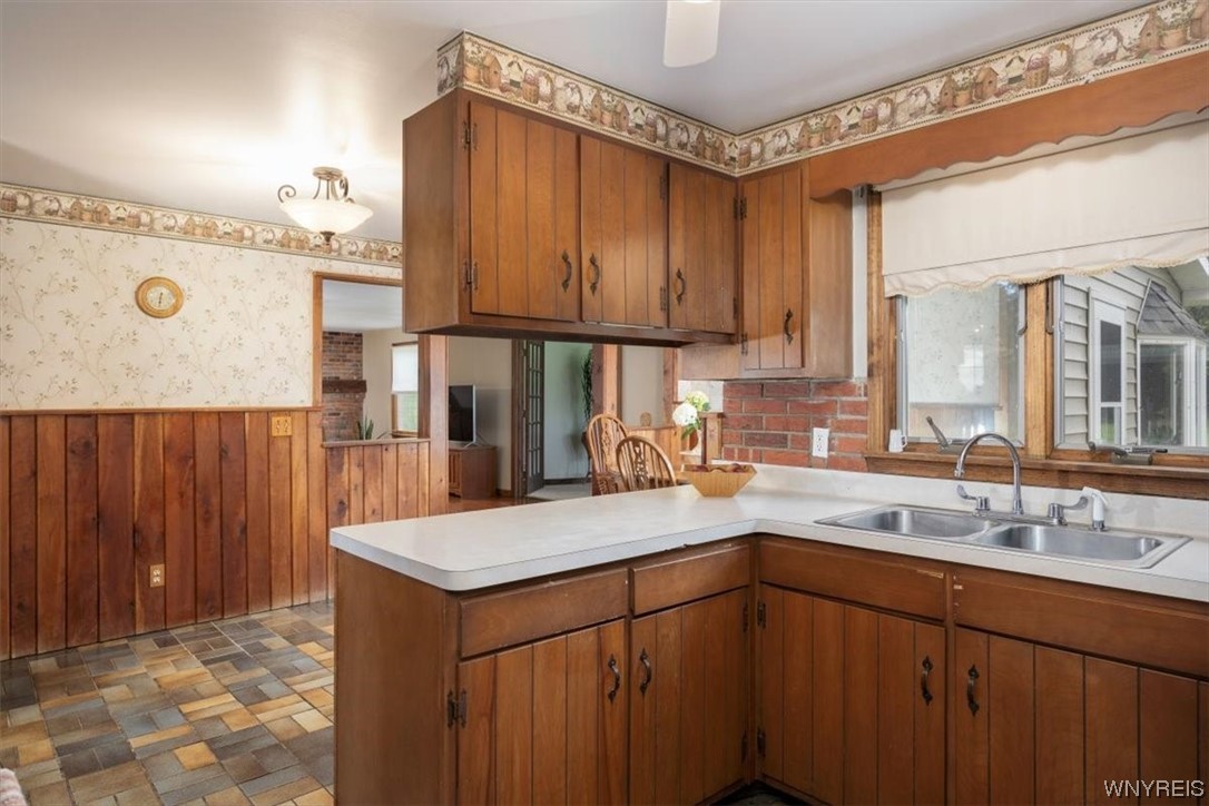 9186 Phillips Road Colden, NY 14080 - Photo 8 of 32 Kitchen with ceramic floor, wood cabinets, view