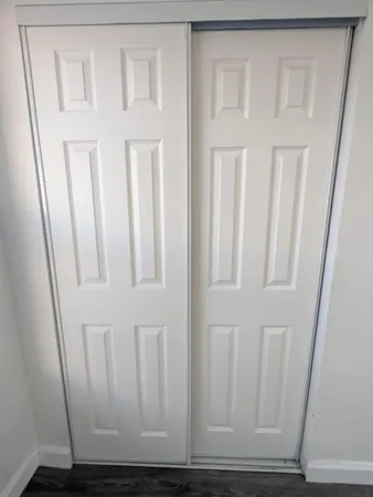 a view of wooden door