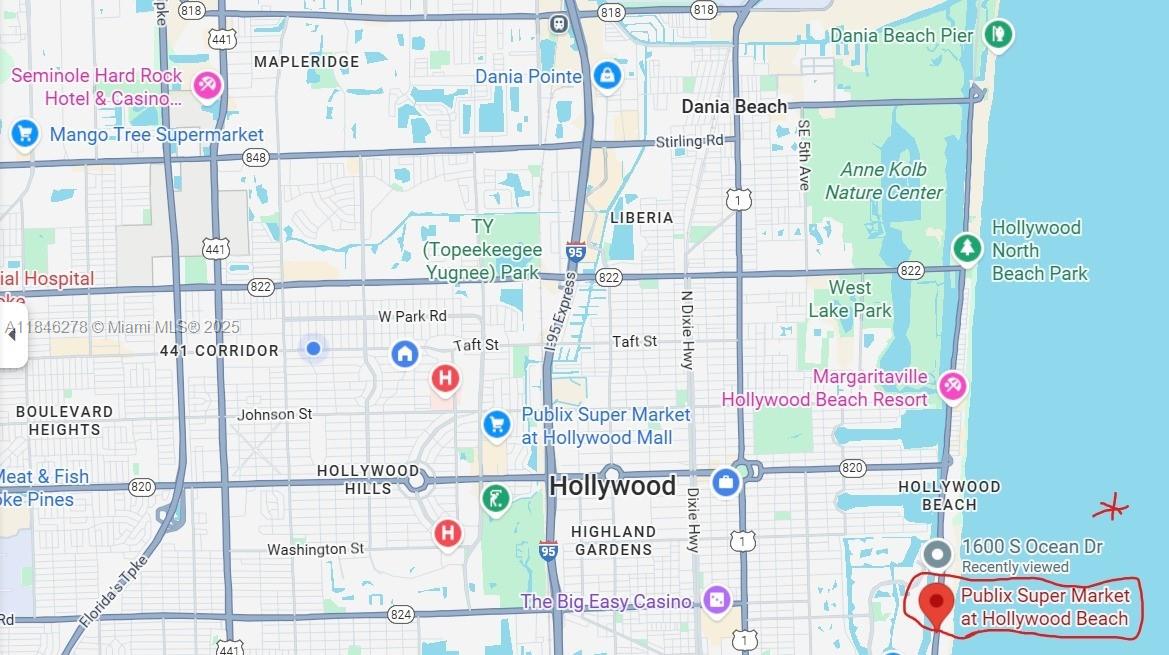 1600 South Ocean Drive, Unit 7B Hollywood, FL 33019 - Photo 24 of 45 Map of location of Publix to building 6 min away