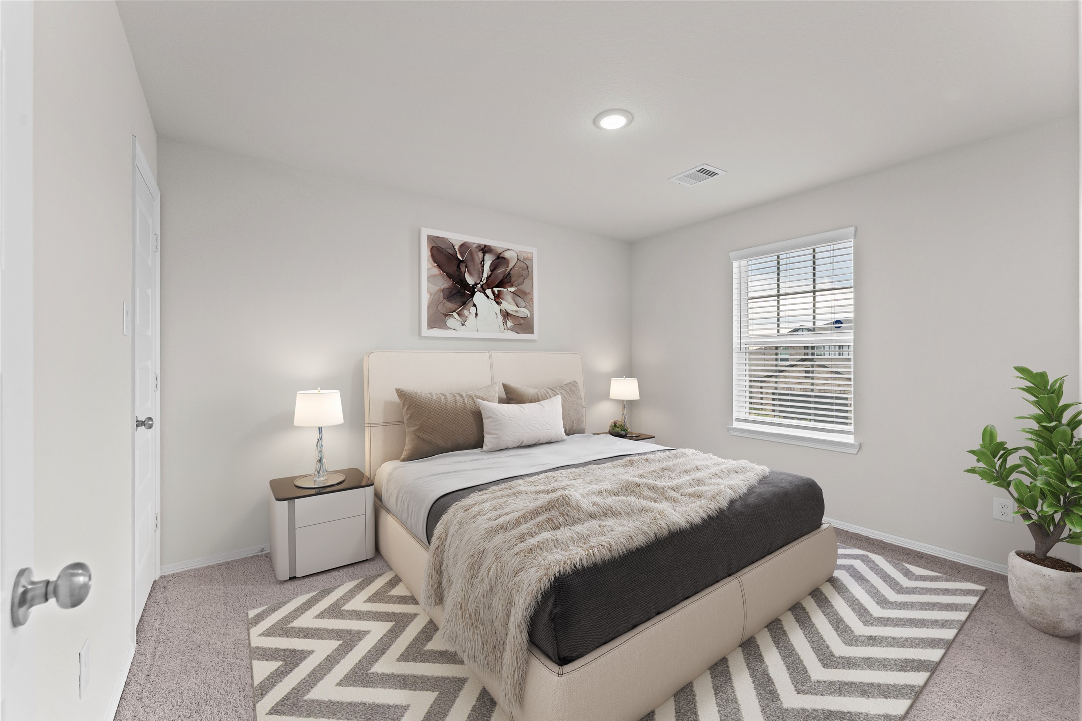23326 Spring Genesis Lane Katy, TX 77493 - Photo 22 of 32 a bedroom with a bed and a potted plant