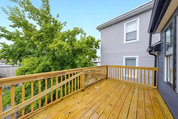 a view of wooden balcony