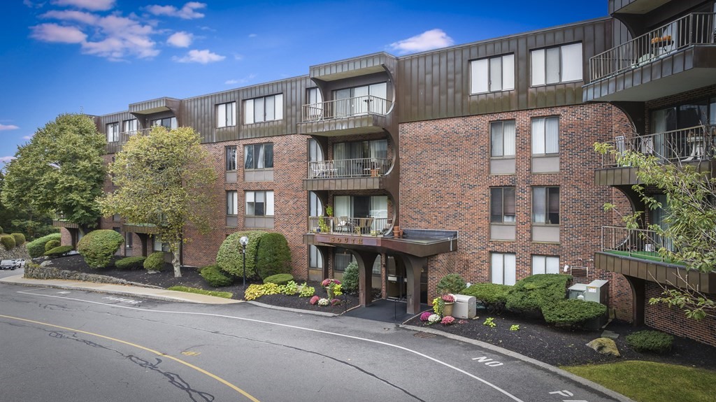 a front view of a building