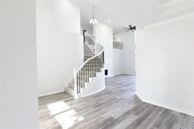 a view of entryway with wooden floor