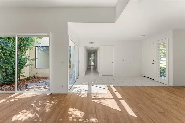 a view of an empty room with empty racks