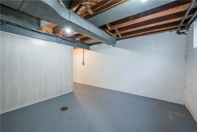 a view of a room with racks on the wall