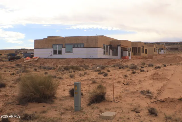 a city view with large building