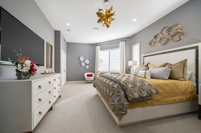 a view of a lake with a city view