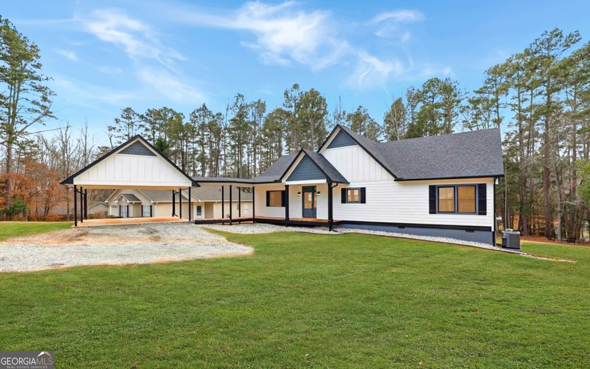 a house view with a garden space