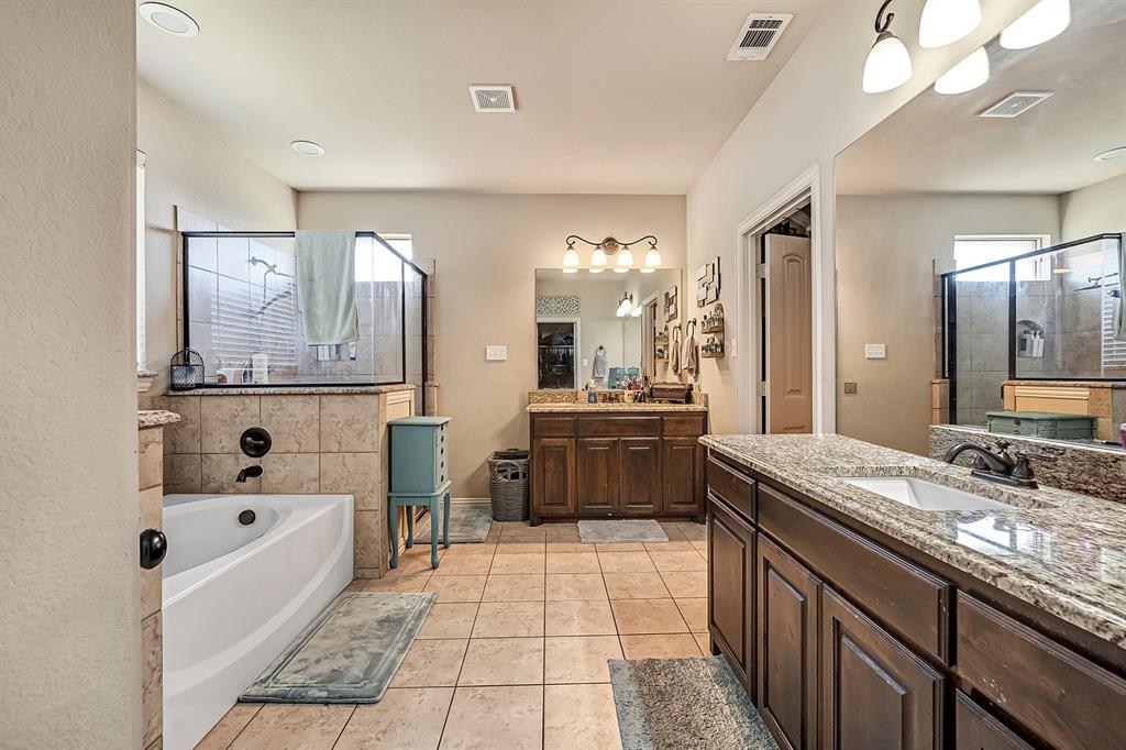 3206 Meadow Ridge Drive Midlothian, TX 76065 - Photo 22 of 37 a large bathroom with a tub a sink and mirror