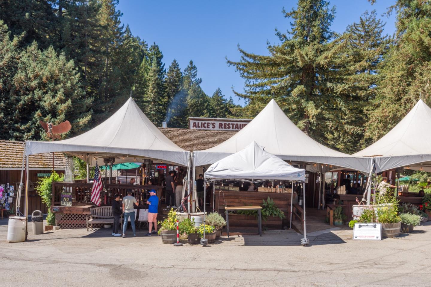 8 Big Tree Way Woodside, CA 94062 - Photo 31 of 31 a view of people sitting in front of shop