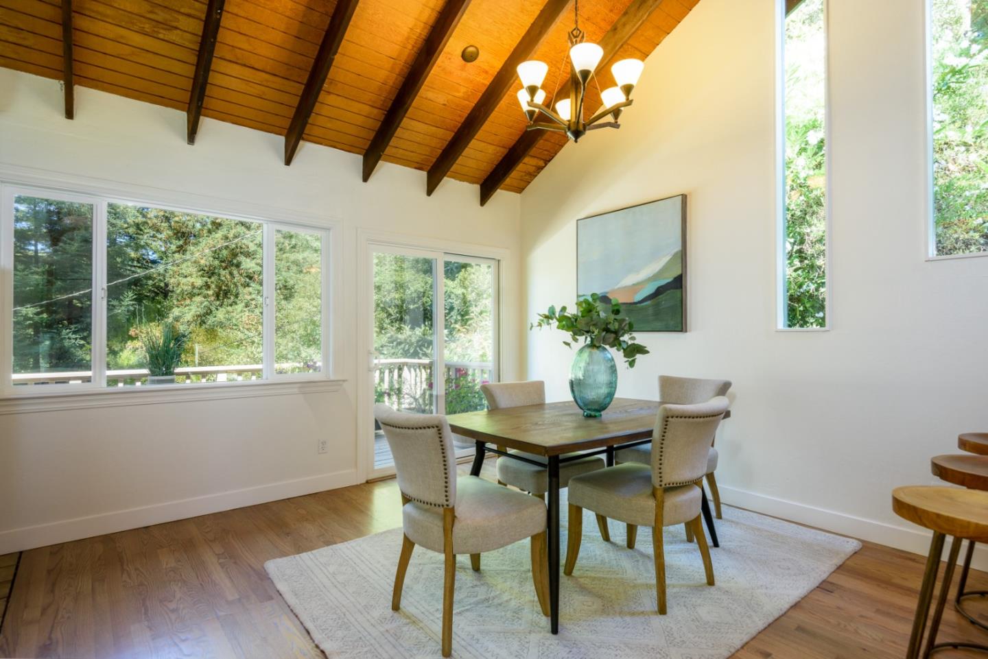 8 Big Tree Way Woodside, CA 94062 - Photo 8 of 31 a view of a dining room with furniture window and wooden floor
