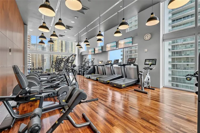 a view of a room with gym equipment