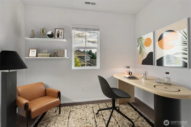 a view of a room with racks on the wall