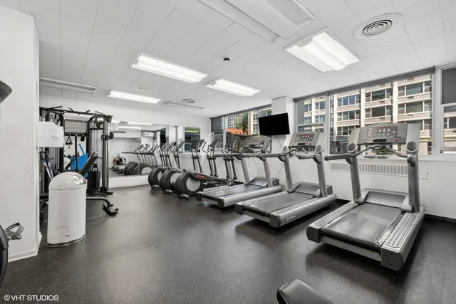 a view of a room with gym equipment
