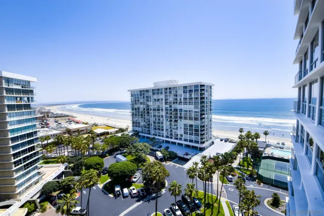 a city view with tall buildings