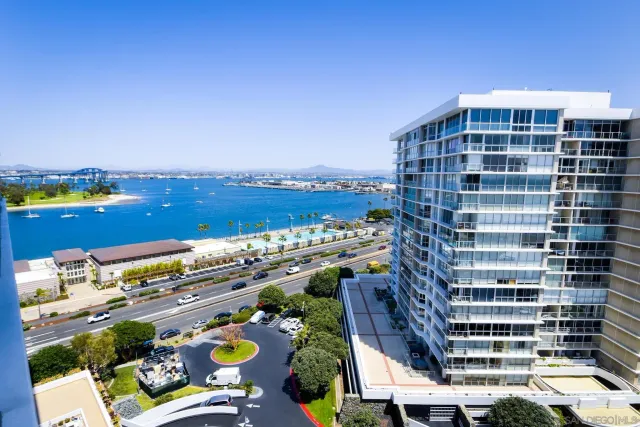 a view of a city with tall buildings