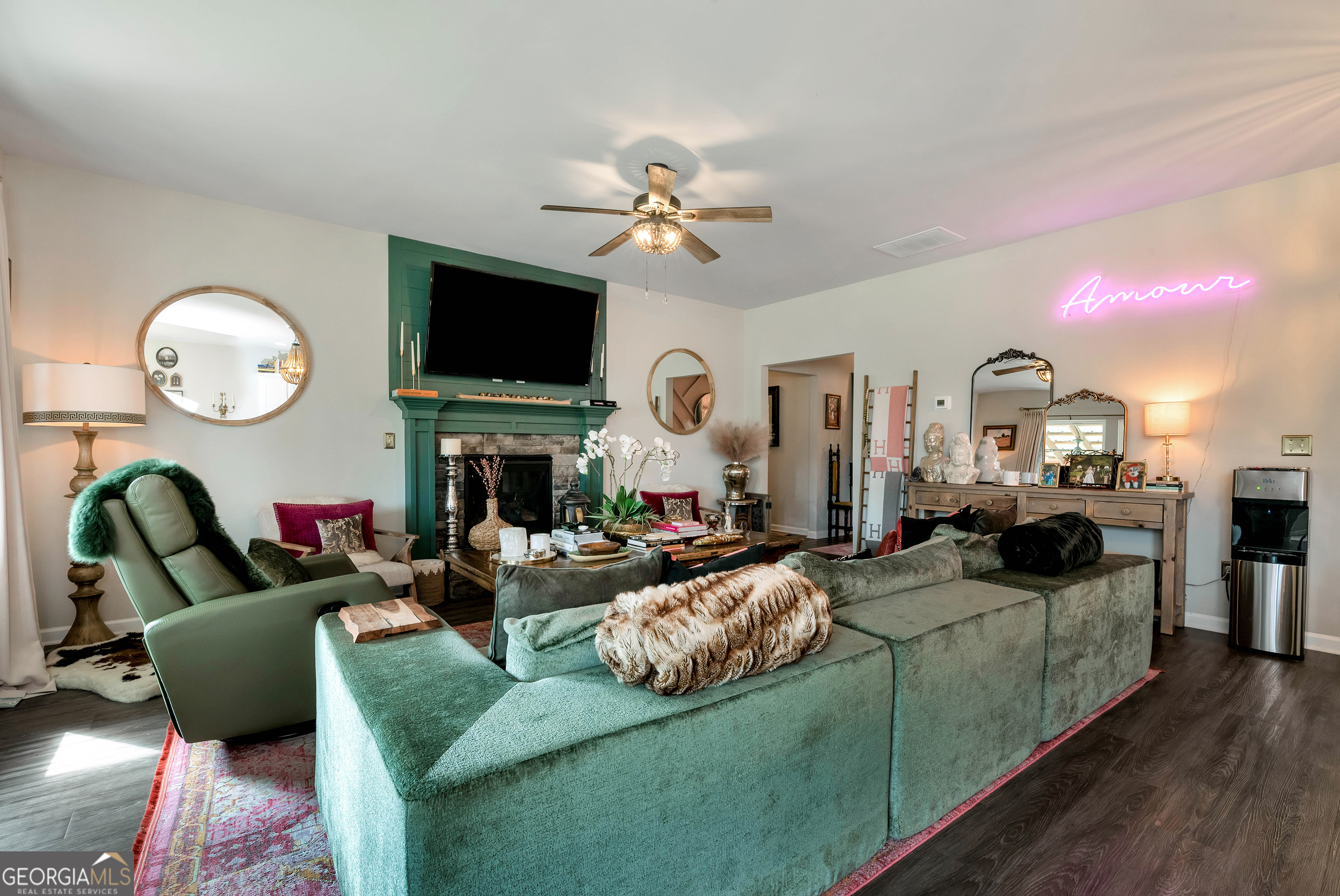 425 Crystal Way Cornelia, GA 30531 - Photo 35 of 46 a living room with fireplace furniture and a flat screen tv