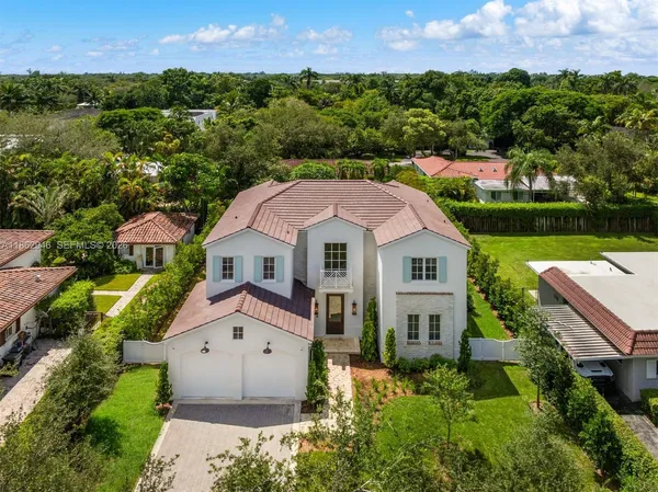 an aerial view of a house