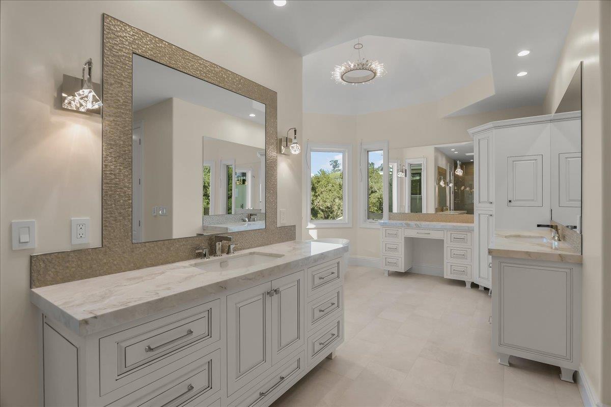 18911 Decatur Road Los Gatos, CA 95030 - Photo 61 of 143 a spacious bathroom with a granite countertop sink a mirror and a