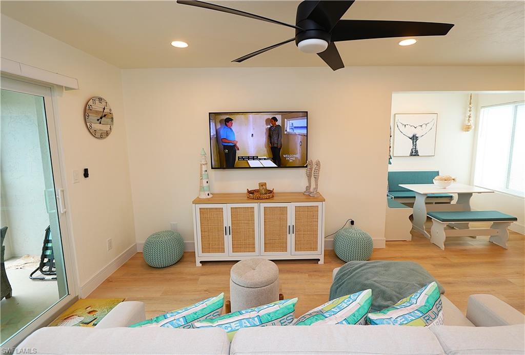 2235 San Marco Road, Unit 5204 Marco Island, FL 34145 - Photo 8 of 42 Living room featuring light wood-style floors, recessed lighting, and a ceiling fan