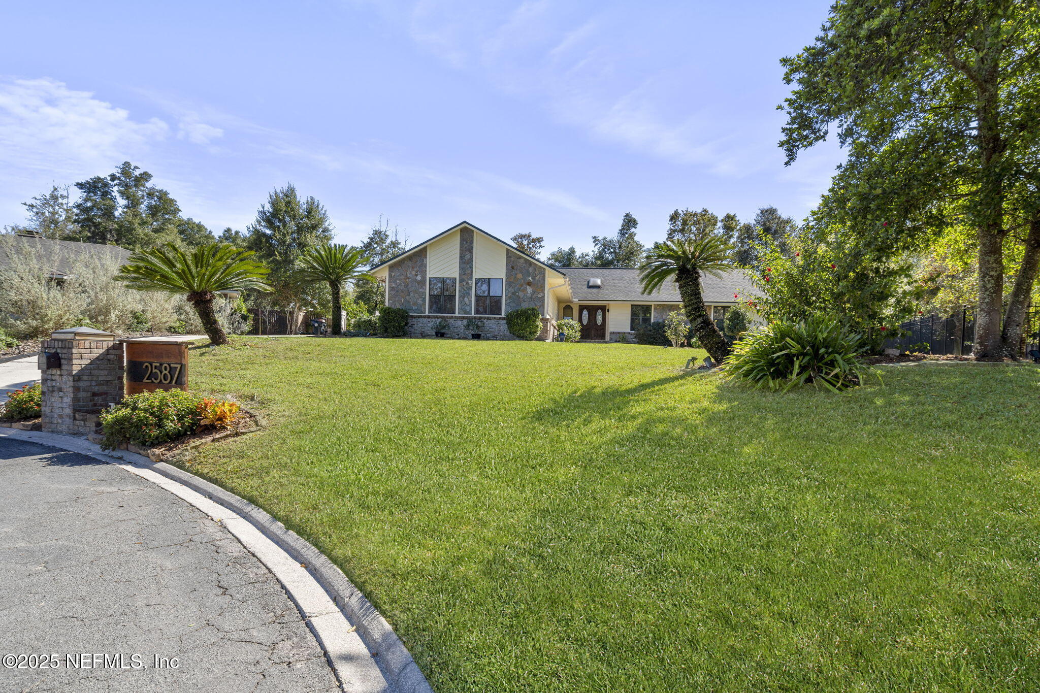 2587 Bayou Ridge Court Orange Park, FL 32065 - Photo 30 of 40 a view of a big house with a big yard and palm trees