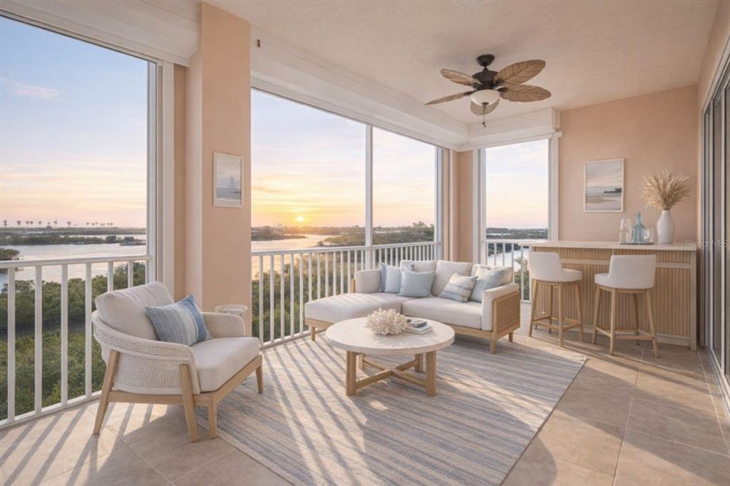 13113 Gasparilla Road, Unit 403 Placida, FL 33946 - Photo 41 of 62 a living room with furniture and a floor to ceiling window