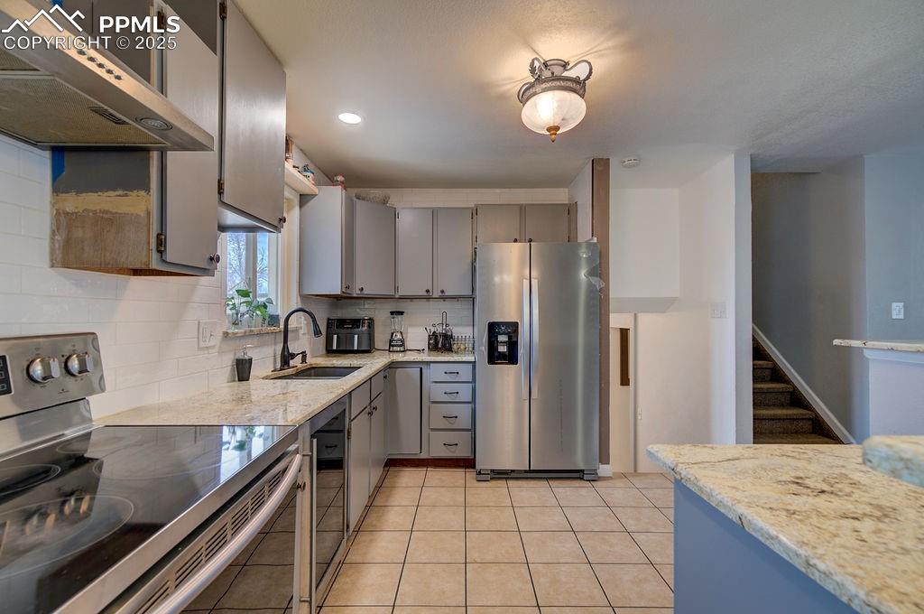1421 Querida Drive Colorado Springs, CO 80909 - Photo 24 of 49 a kitchen with a sink a counter top space cabinets and stainless steel appliances