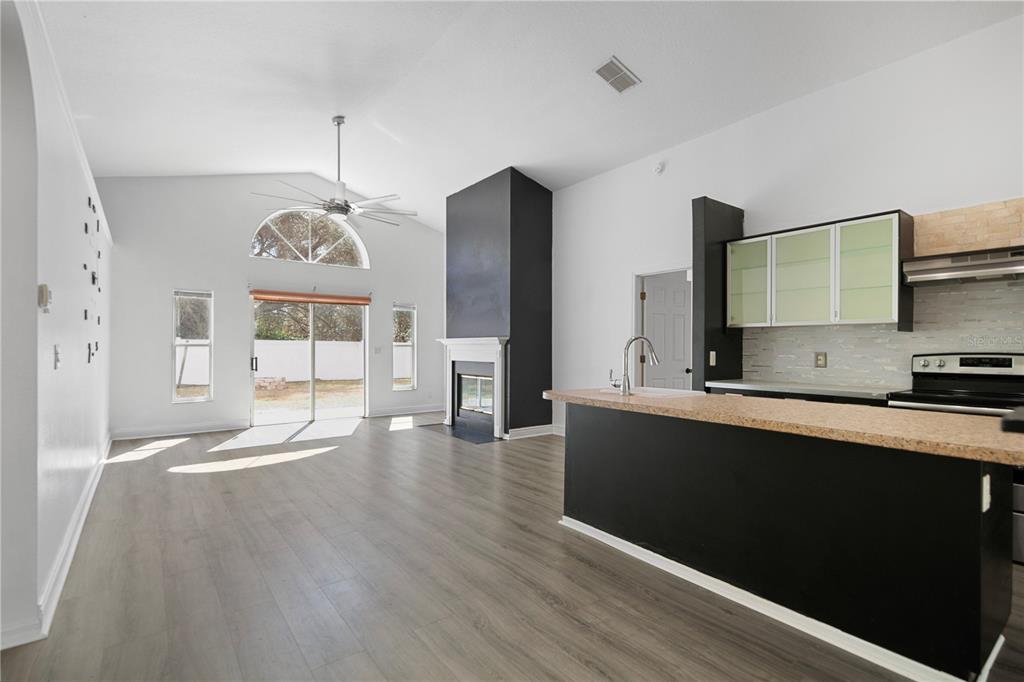 11748 Constance Way Clermont, FL 34711 - Photo 4 of 45 a large kitchen with stainless steel appliances a large counter top a sink and a chandelier