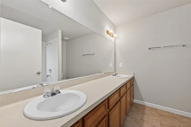 a bathroom with a bathtub