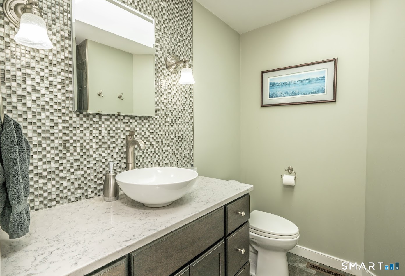 193 R Blue Hills Road Durham, CT 06422 - Photo 20 of 30 a bathroom with a granite countertop toilet sink and mirror