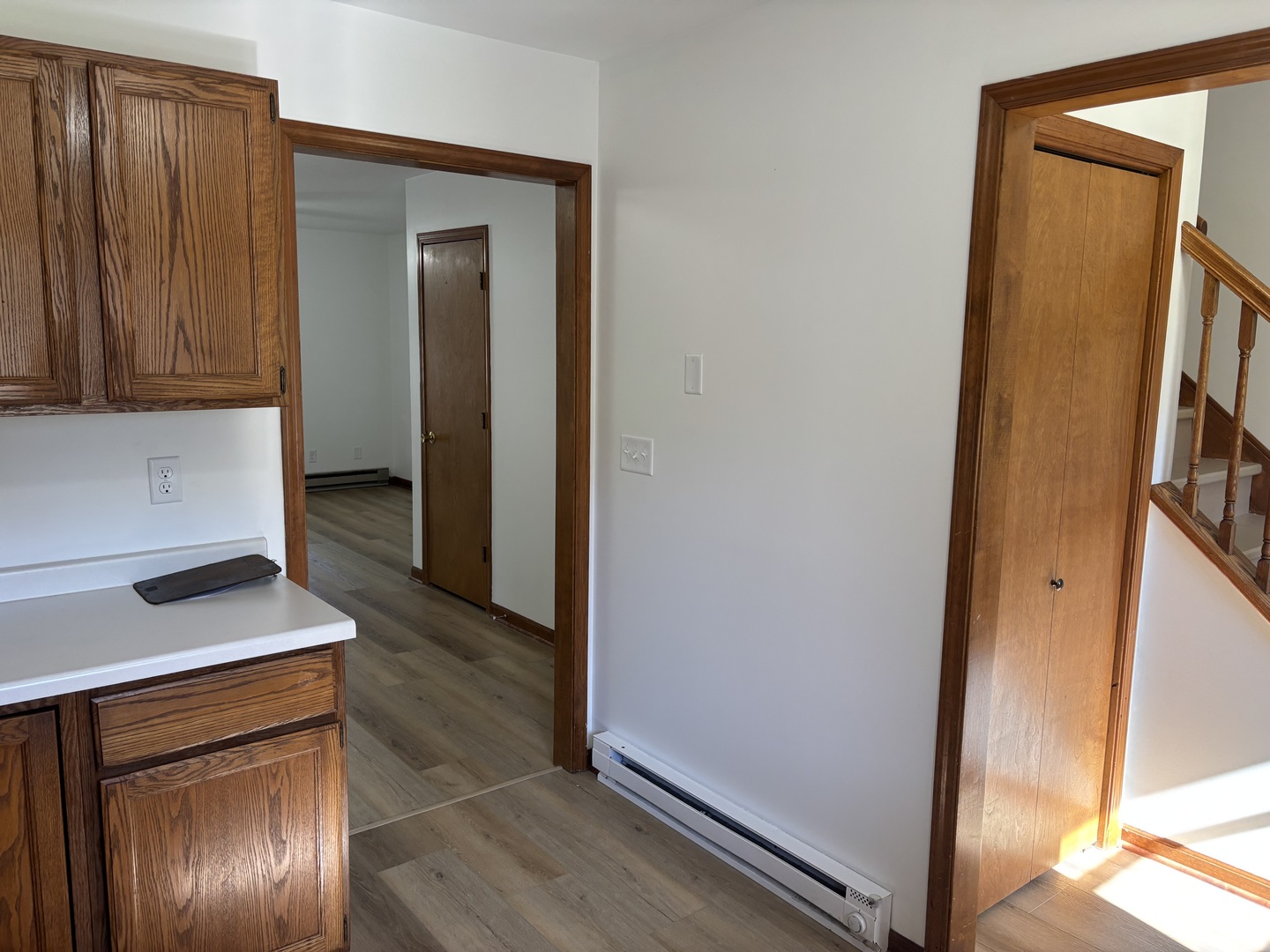 322 West Railroad Street, Unit 3 Marengo, IL 60152 - Photo 11 of 26 a view of hallway with cabinets and wooden floor