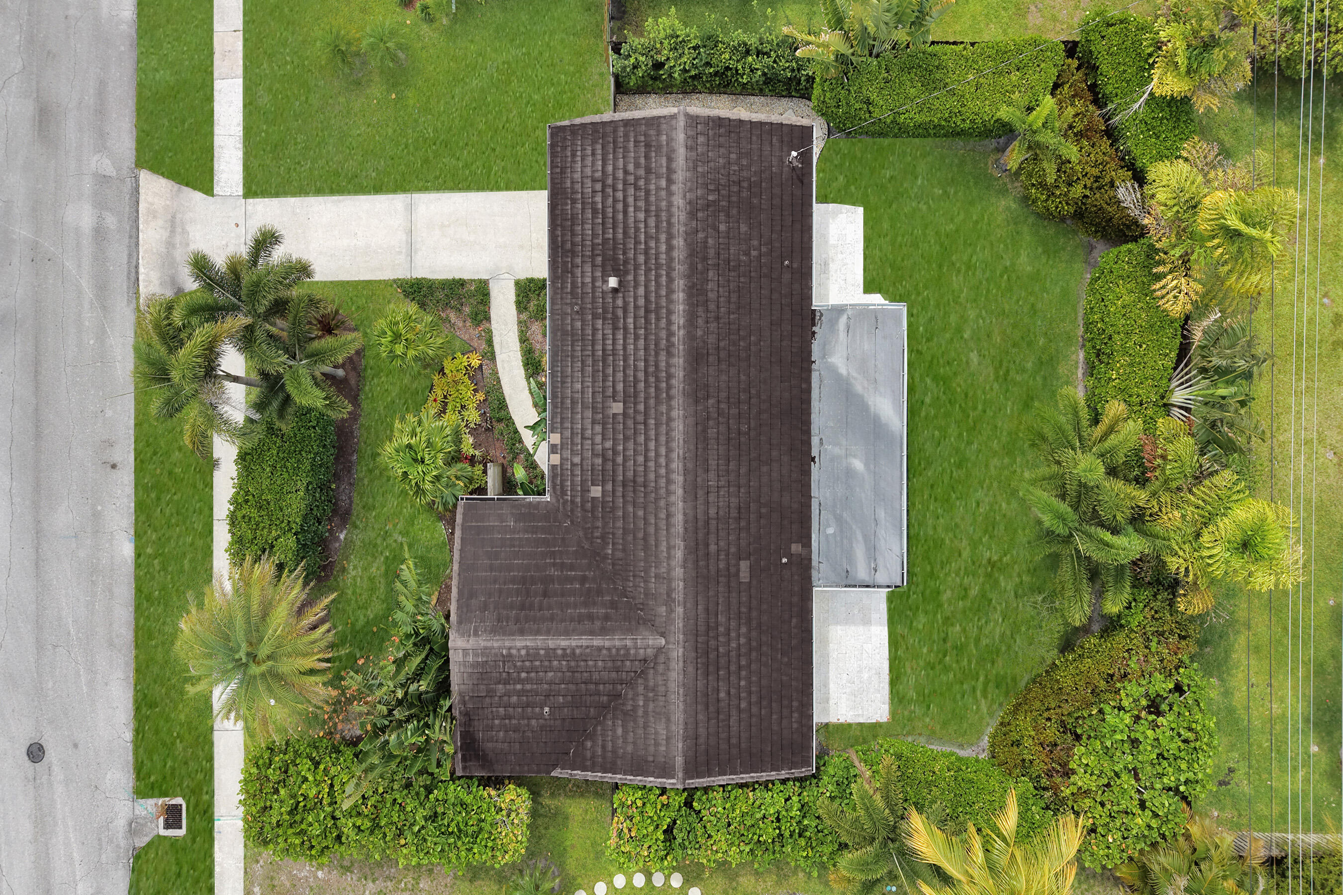 an aerial view of a house