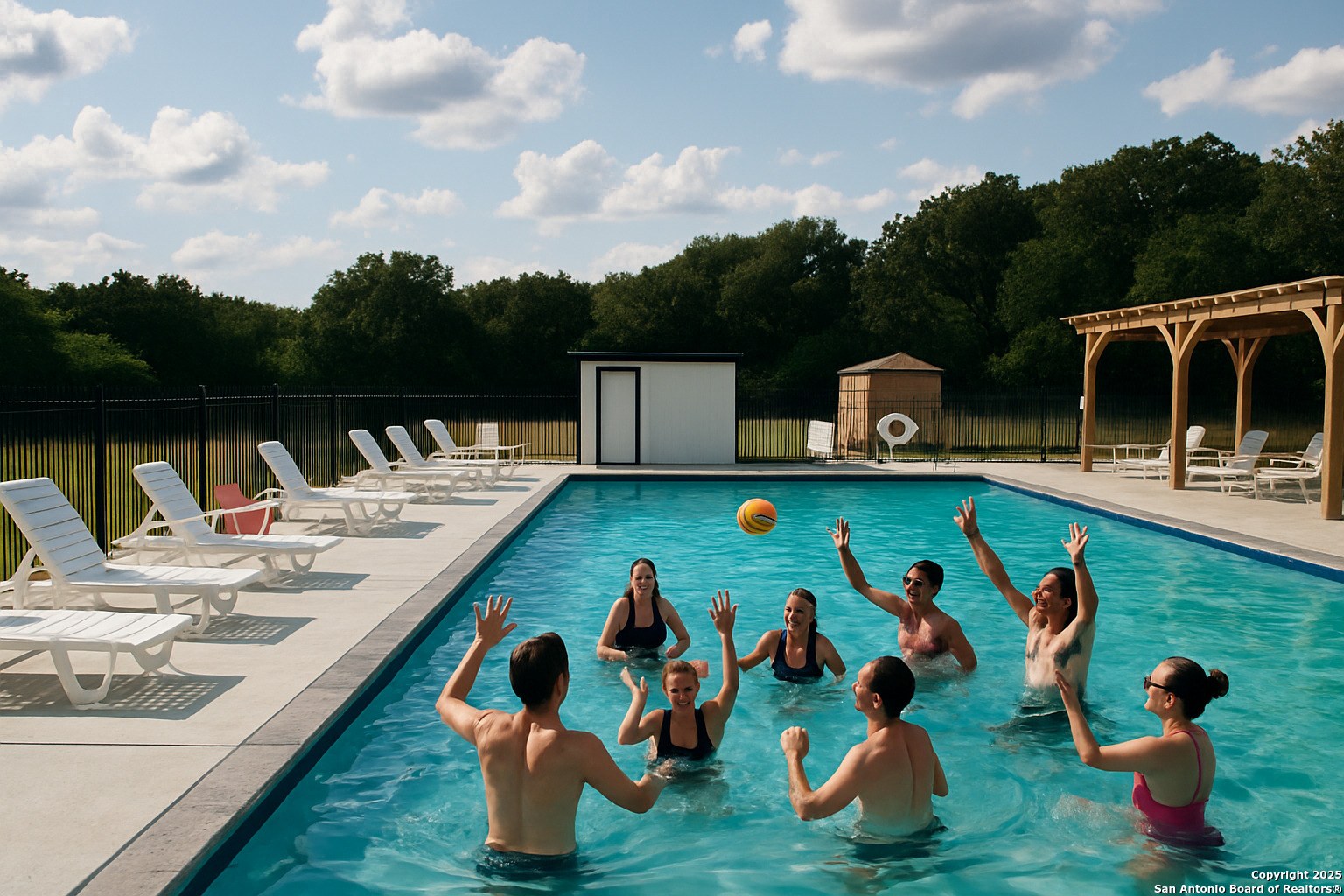 628 Winding River Lane Spring Branch, TX 78070 - Photo 14 of 16 a group of people sitting on a roof with potted plants and wooden fence