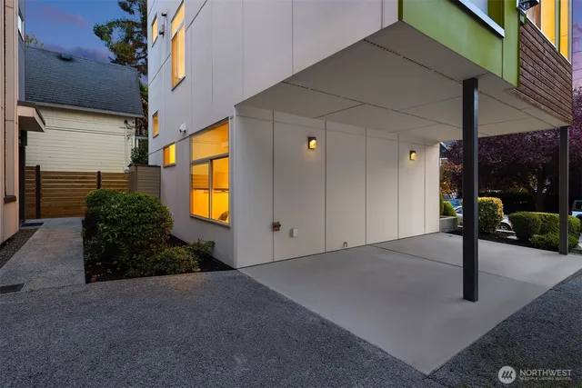 a view of a house with a street