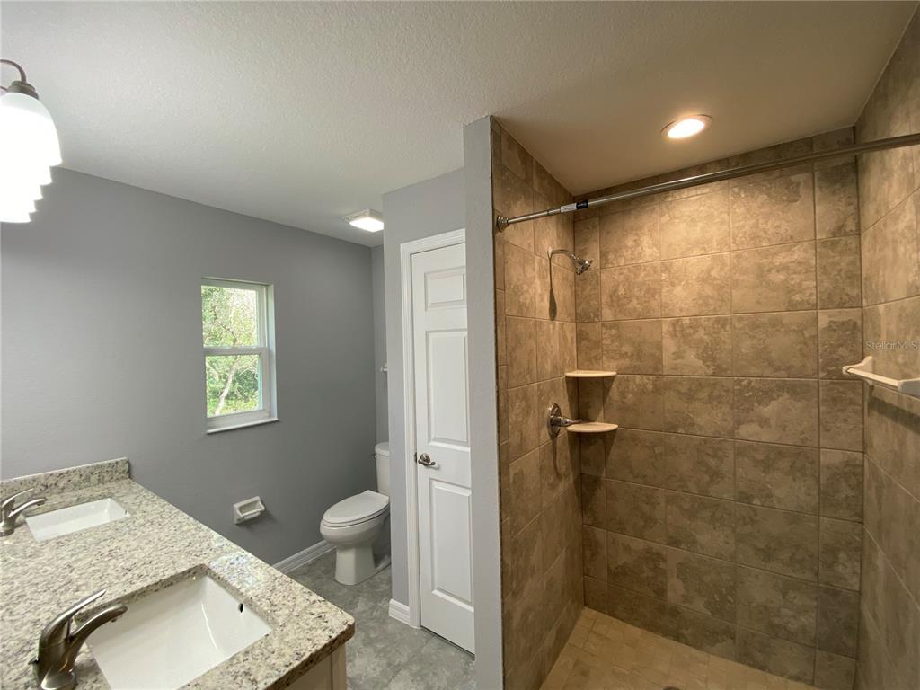 2458 Southwest 170th Loop Ocala, FL 34473 - Photo 19 of 25 a bathroom with a granite countertop sink toilet and shower