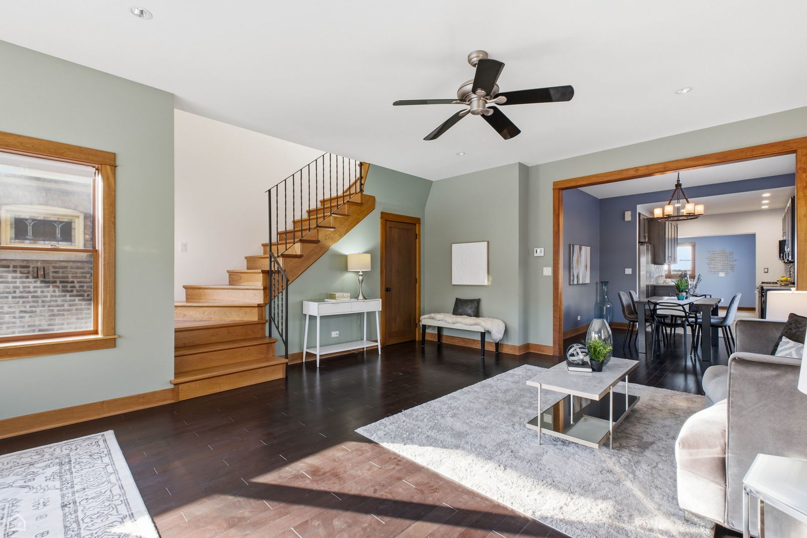 3814 North Mozart Street Chicago, IL 60618 - Photo 3 of 37 a living room with furniture and a wooden floor